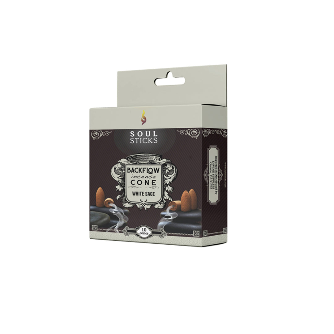 Soul Sticks White Sage backflow incense cones package
