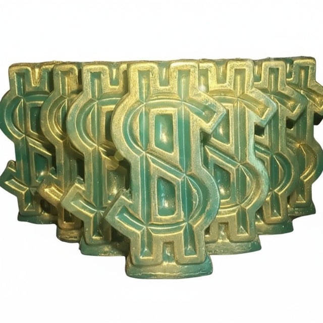 Green wax mold with intricate design and 'Mystical Mystic Candles' branding.
