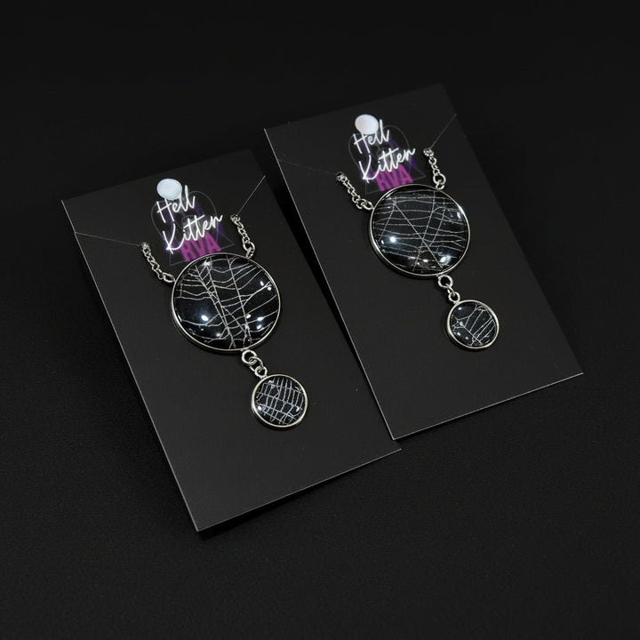 Double Moon Real Spiderweb Necklace
