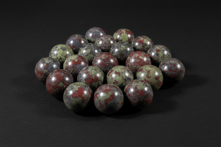 Polished green-and-red Dragon Stone mini sphere