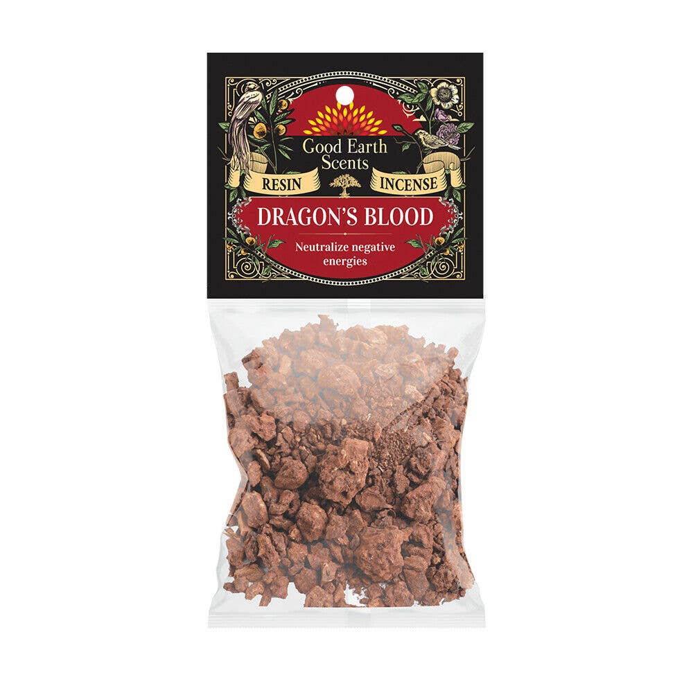 Dragon's Blood resin incense pieces and package detail