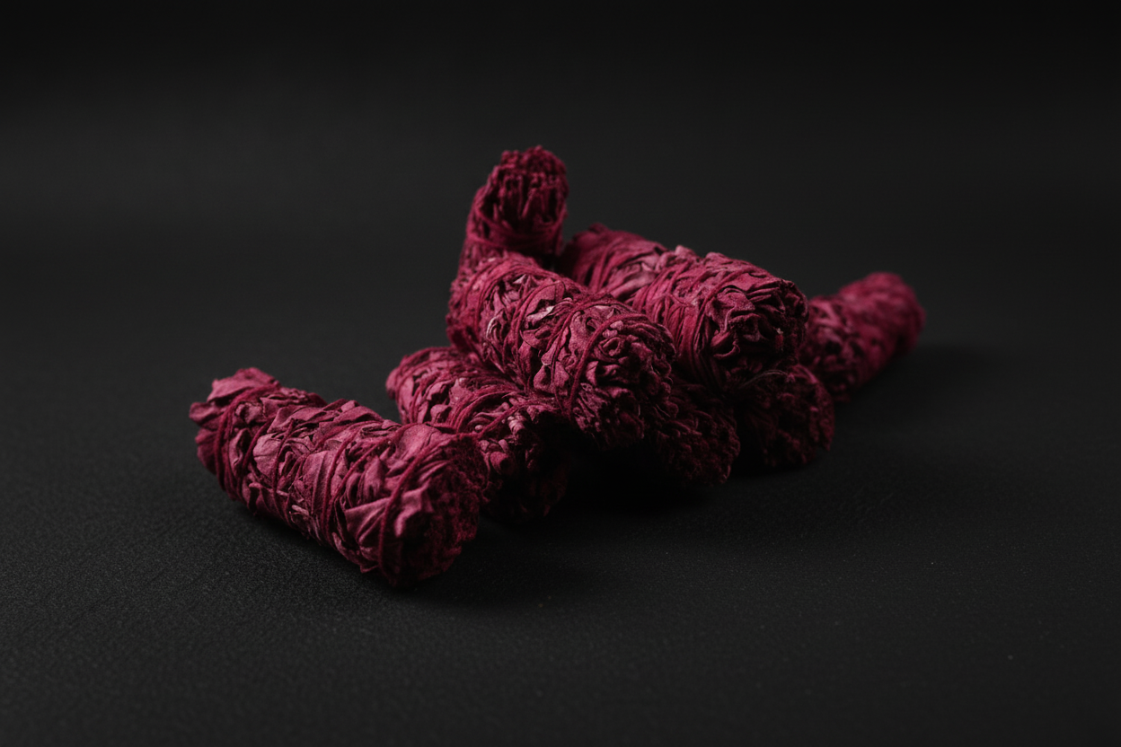 Red Dragon's Blood Cleansing Wand on a black cloth.