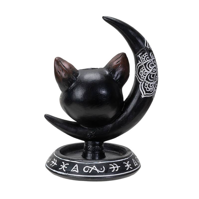 Black cat incense burner with smoke flow