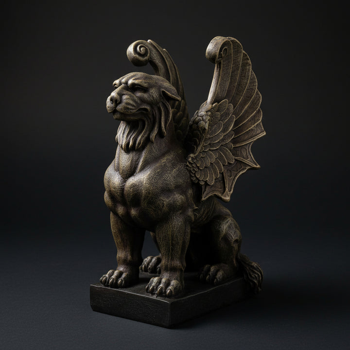 Seated Lion Gargoyle Statue