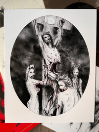 Christ on Cross-Dark Art Print-Occult-Satanic Decor