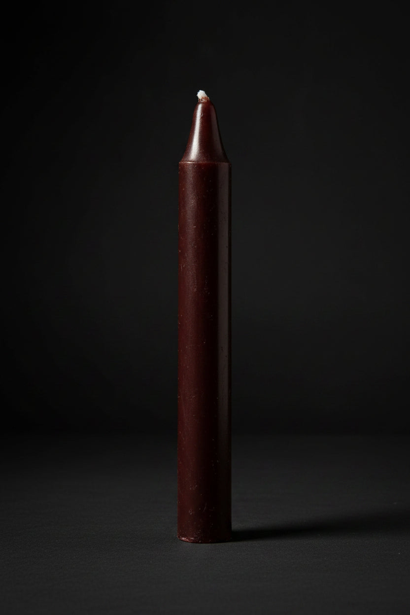 Brown chime candle on a plain background