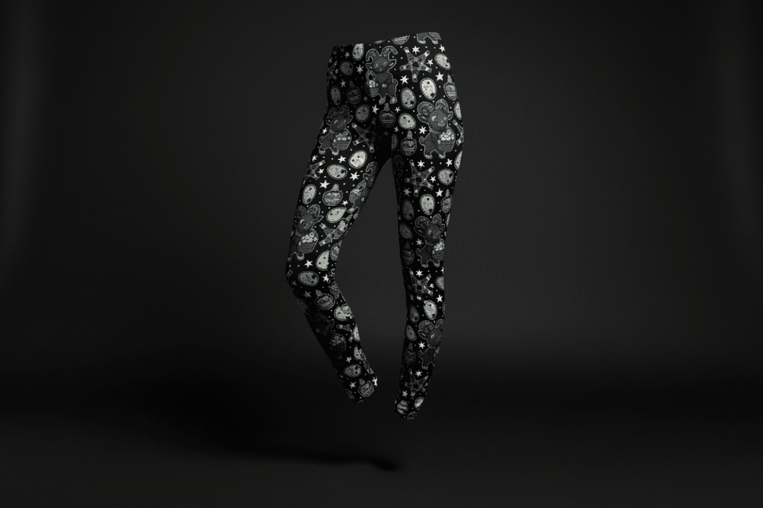 Easter Baphomet leggings with pastel occult print