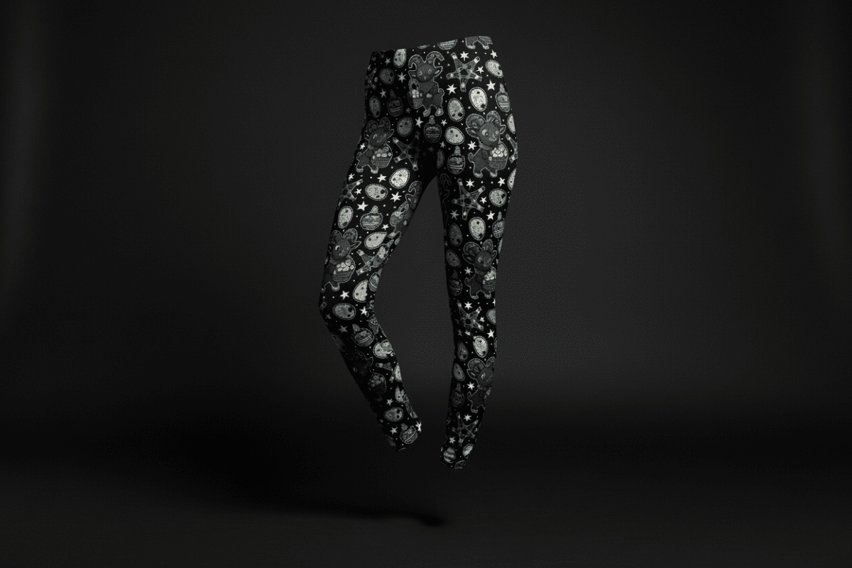 Easter Baphomet leggings with pastel occult print