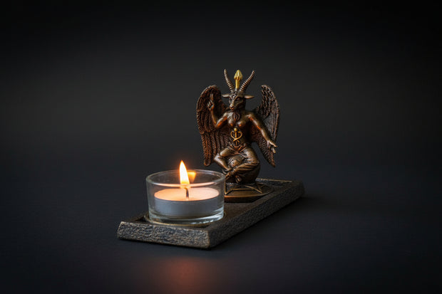 Baphomet votive candle holder front view