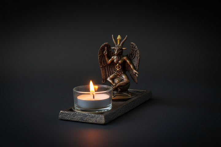 Baphomet votive candle holder front view