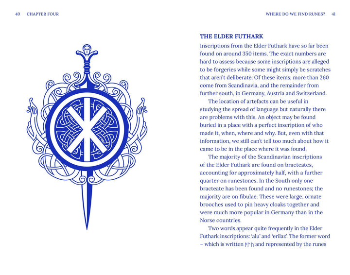 Runes guide interior page explaining rune meanings and symbols