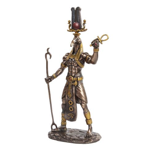 Statue of a warrior with a helmet and spear on a white background