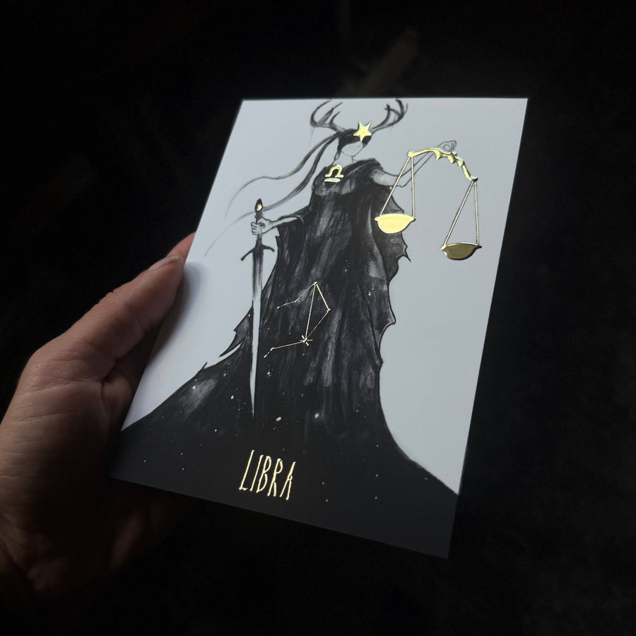Libra Zodiac Gold Foil Print