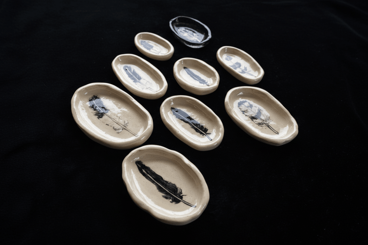 Feather ritual offering plate