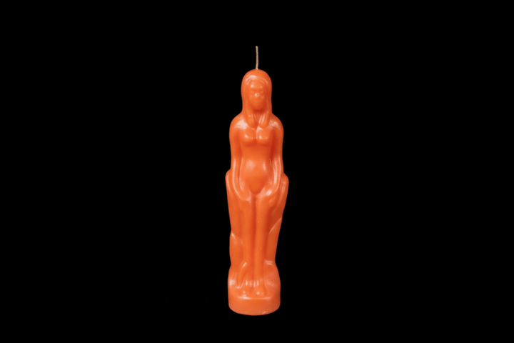 Brown female figure ritual candle