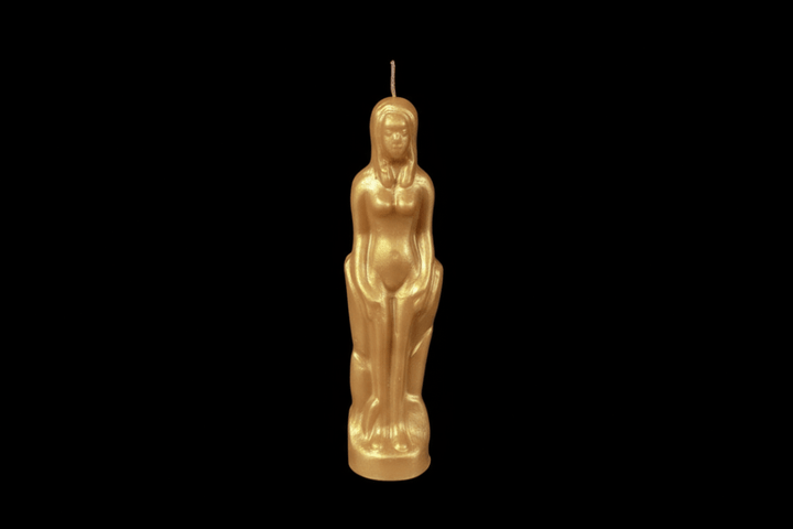 Yellow female figure ritual candle