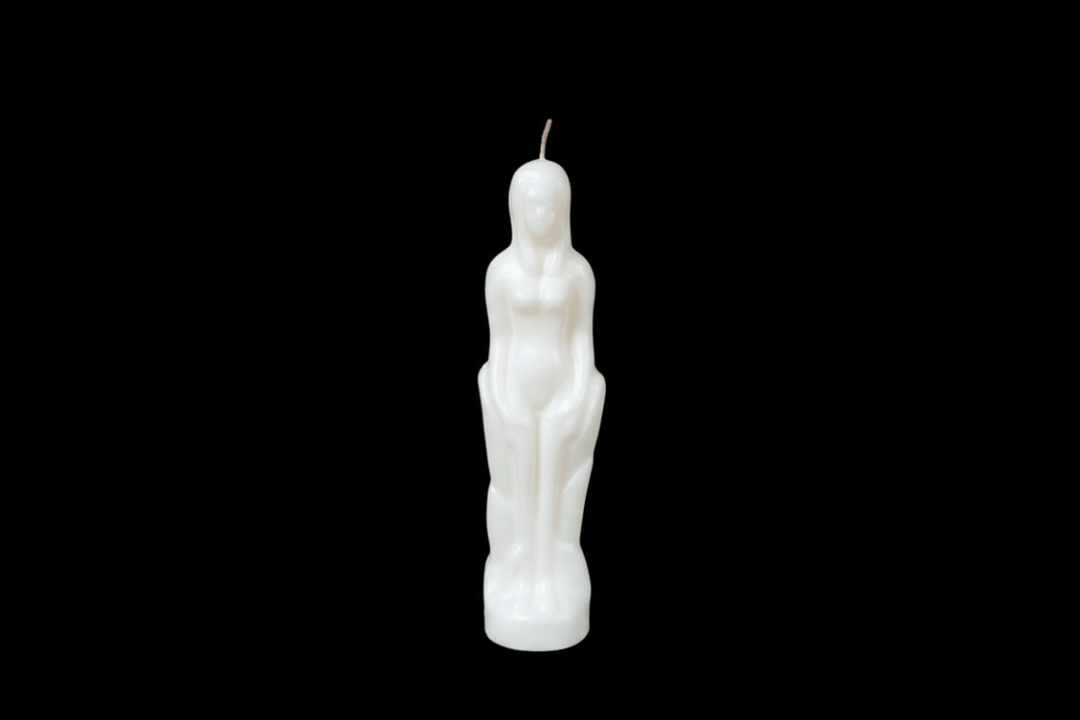 White female figure ritual candle