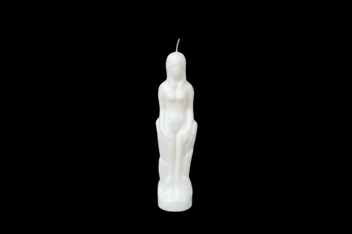 White female figure ritual candle