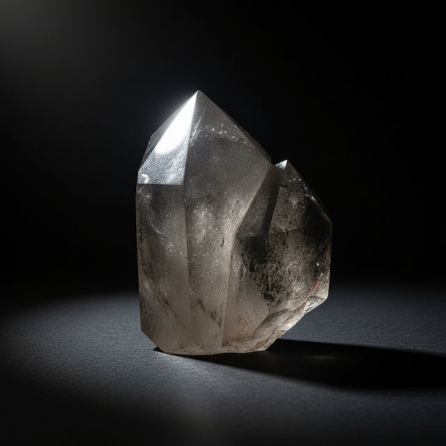 Exact polished double-terminated included-quartz piece sold as garden quartz, front view