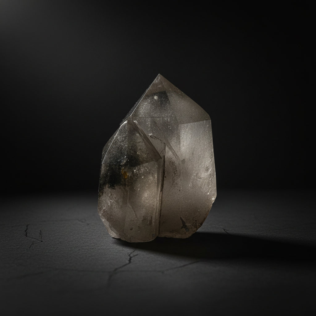 Exact polished double-terminated included-quartz piece sold as garden quartz, alternate view