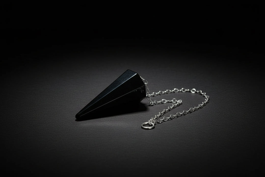 Faceted pointed pendulum with silver-tone chain