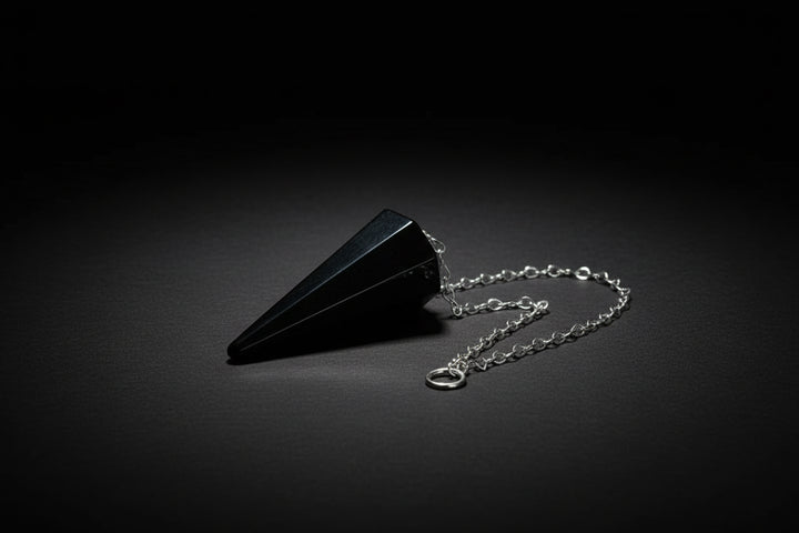 Faceted pointed pendulum with silver-tone chain