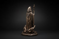 Hecate-inspired robed statue with staff shown from an alternate angle