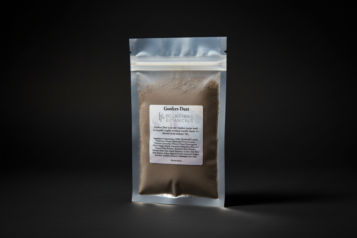 Goofers Dust in labeled ritual powder packaging