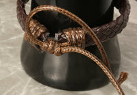 Hand-Woven Leather Bracelet with Vegvísir Charm