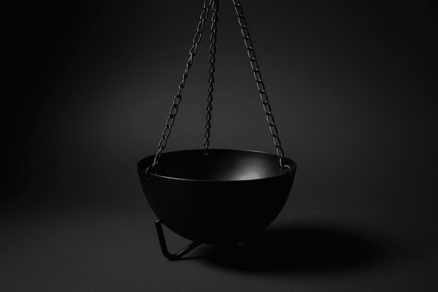 Hanging Black Cauldron Burner – Large Ritual Incense Cauldron