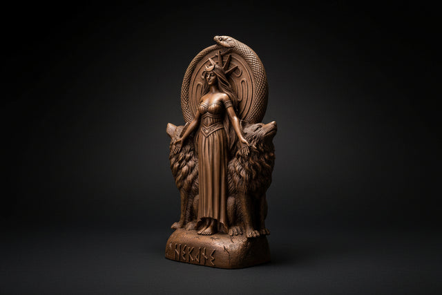 Hecate Crossroads Sentinel statue shown from the front