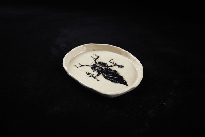 Hekate ceramic offering plate with symbolic design