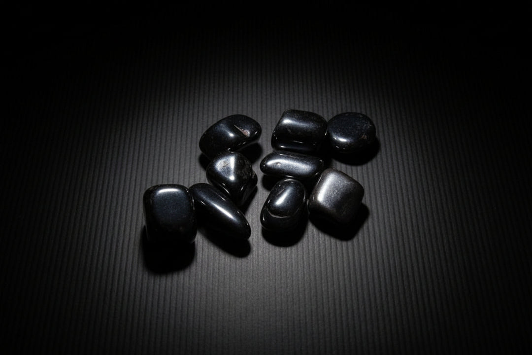 Polished metallic gray Hematite tumbled stone