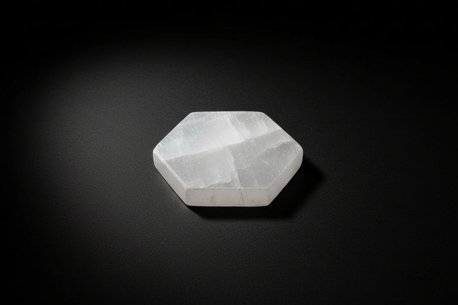 Hexagonal Satin Spar Gypsum Charging Plate (Selenite)