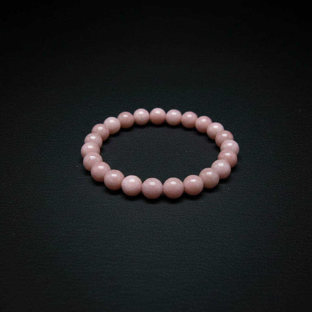 Pink calcite beaded stretch bracelet