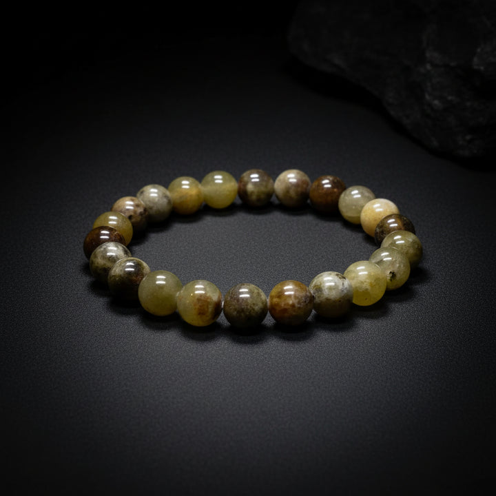 Green Tourmaline beaded stretch bracelet with polished green stones