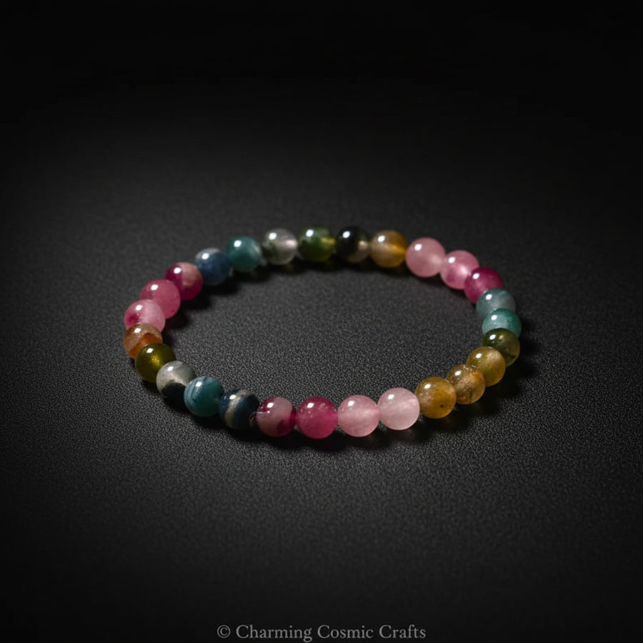 Watermelon Tourmaline Beaded Bracelet