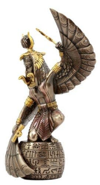 Statue of a winged figure with detailed armor and wings on a white background