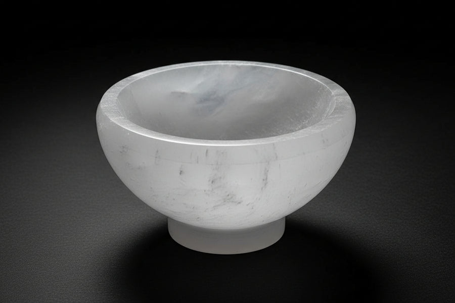 Large Satin Spar Gypsum Offering Bowl (Selenite) with Base