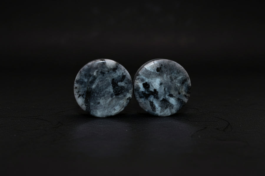 Larvikite Stone Plugs – Double-Flare Pair