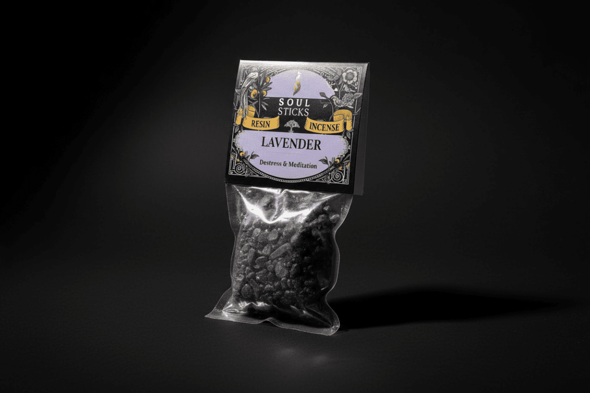Lavender resin incense package