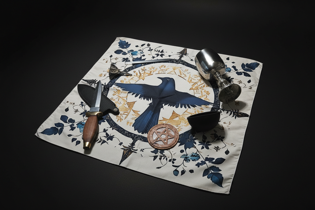 Lesser Altar Set with ritual tools and altar cloth