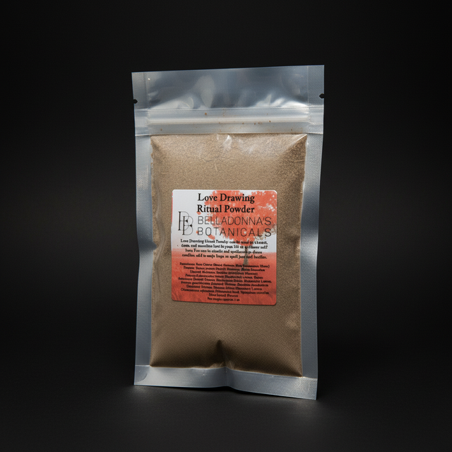 Love drawing ritual powder on a white background