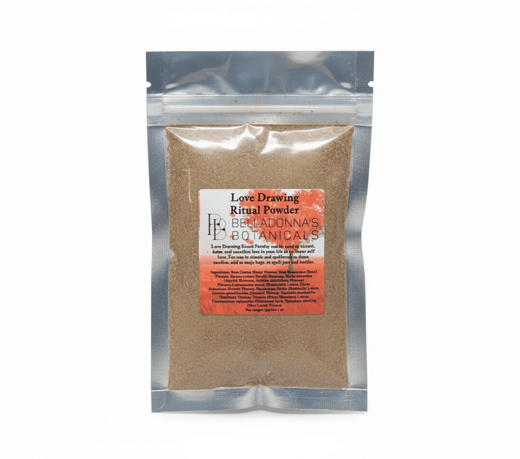 Love drawing ritual powder on a white background