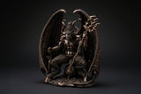 Lucifer statue with winged figure and detailed sculpted base