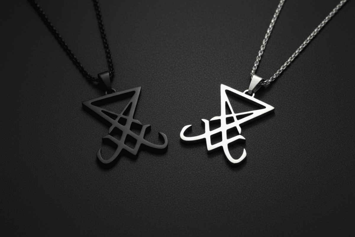 Lucifer sigil pendant necklace in a dark occult style