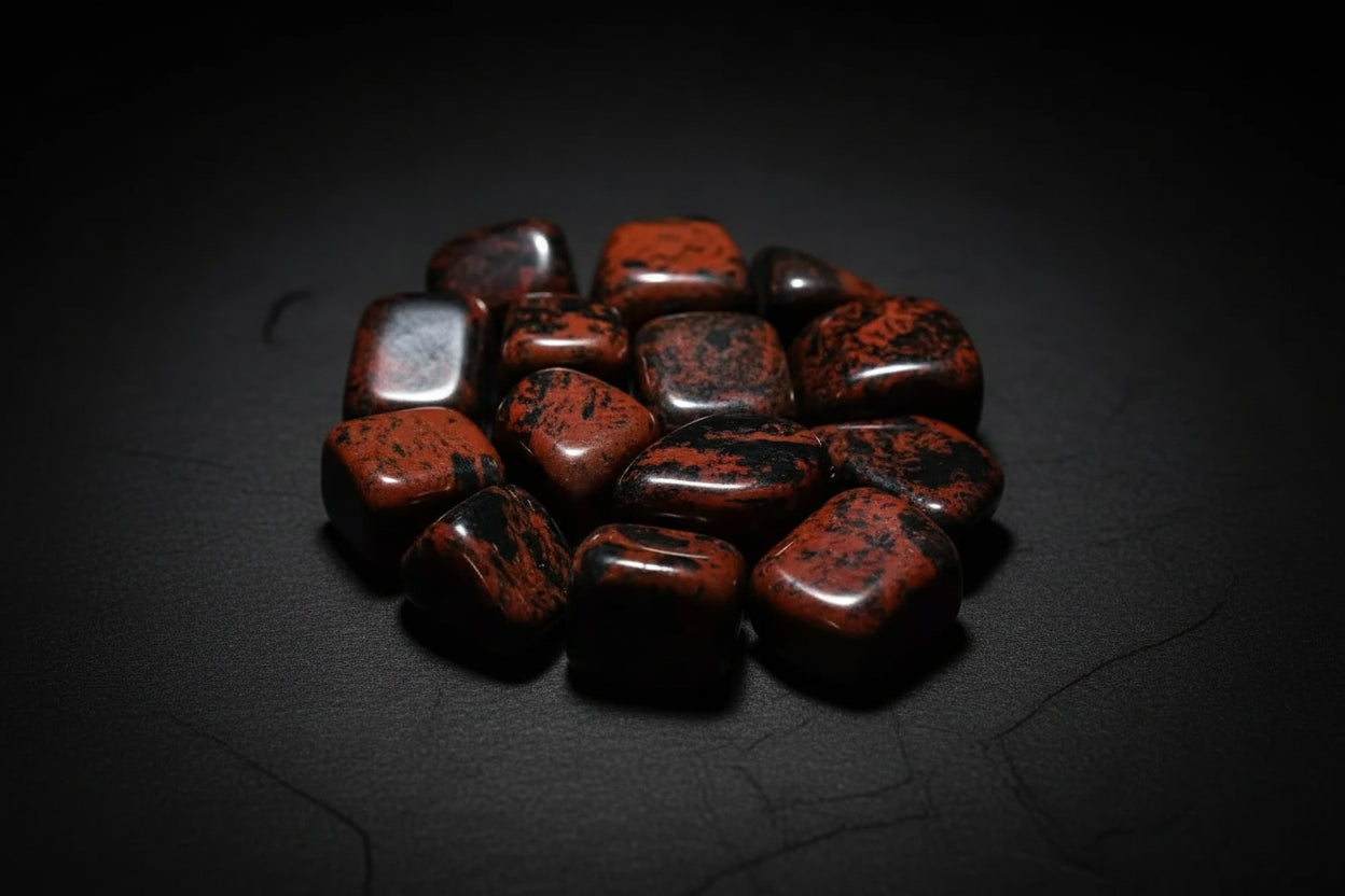 Polished black and reddish-brown Mahogany Obsidian tumbled stone