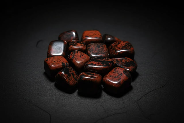 Polished black and reddish-brown Mahogany Obsidian tumbled stone