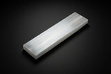 Medium rectangular white satin spar gypsum charging plate