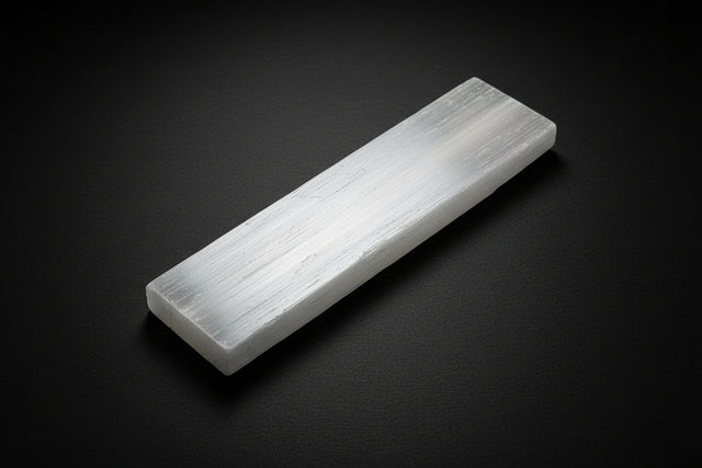 Medium rectangular white satin spar gypsum charging plate